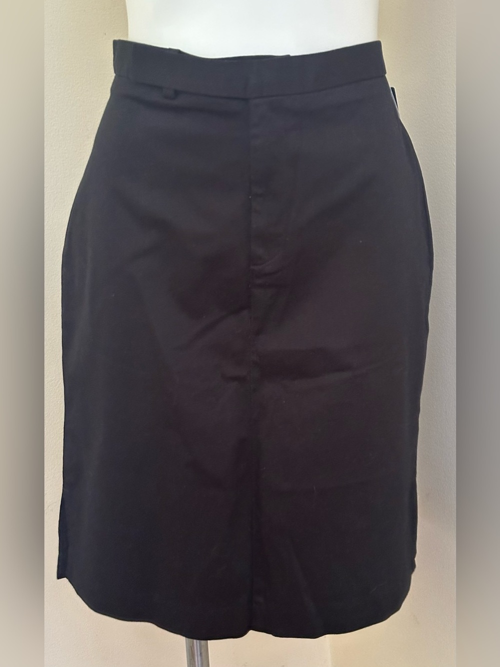LEE NWT Riveted Stretch Comfort Midi Pencil Black Sturdy Skirt Sz 12M .